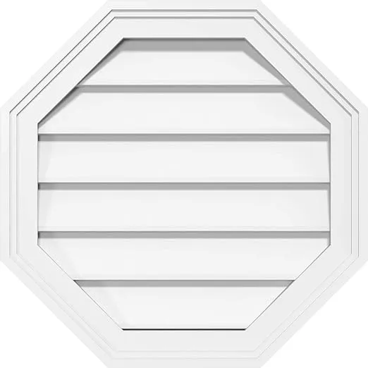 12"W x 12"H Octagonal Surface Mount PVC Gable Vent: Non-Functional, w/ 2"W x 1-1/2"P Brickmould Frame