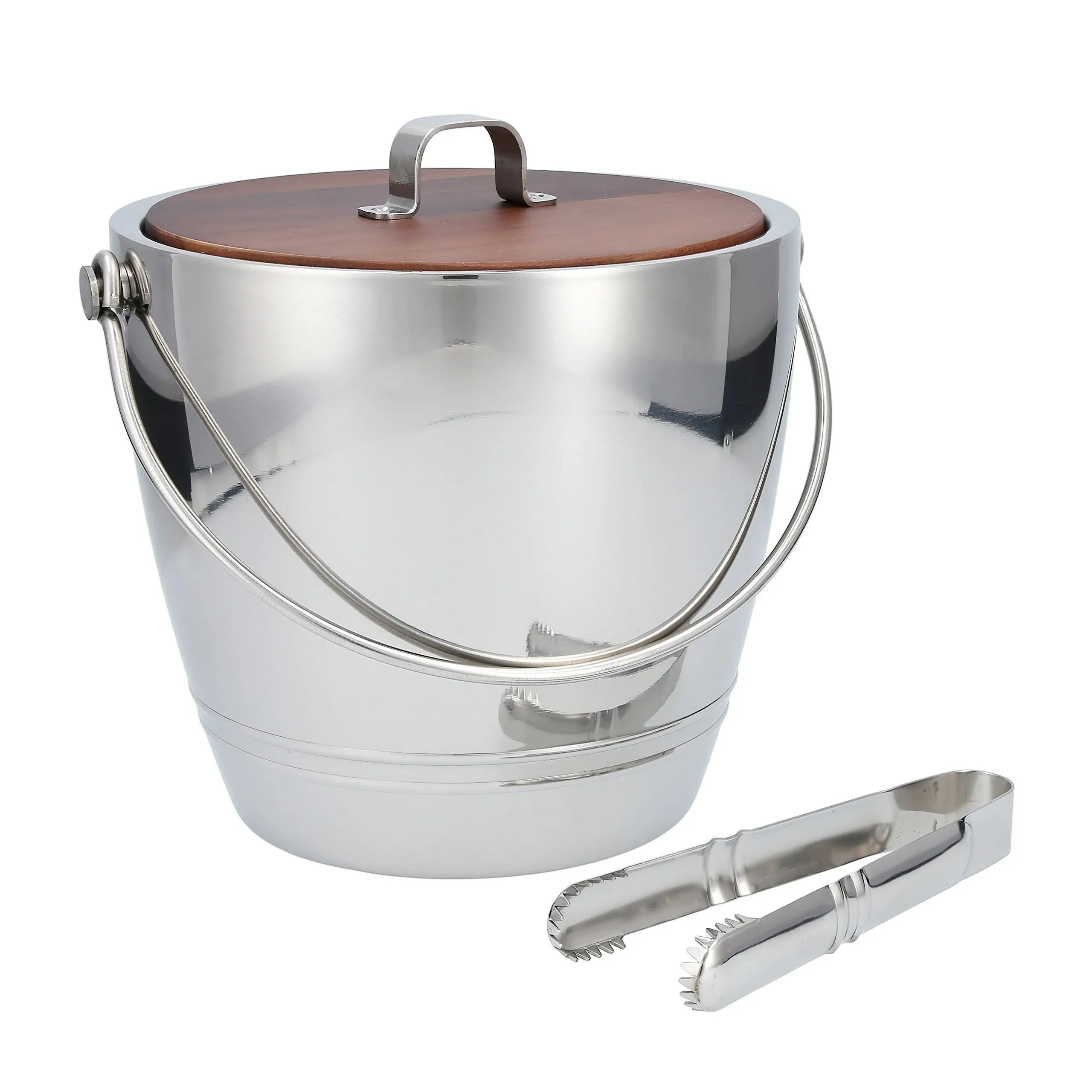 Professional Barware by Charles Joly Stainless Steel round Ice Bucket with Tongs