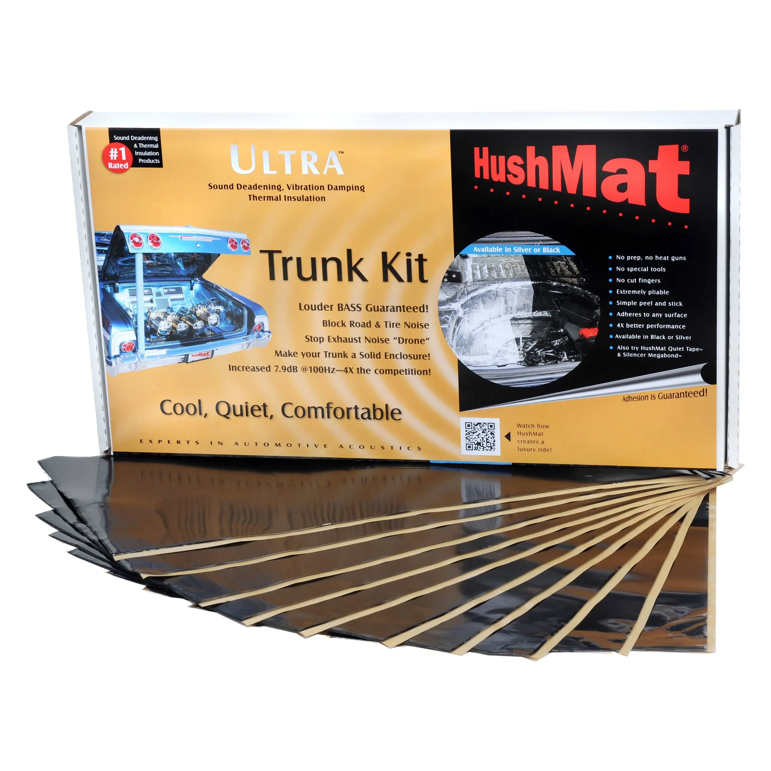 Hushmat 10300 Ultra Insulating/Damping Material Trunk Kit-Black 10 Sheets 12 x 23 in