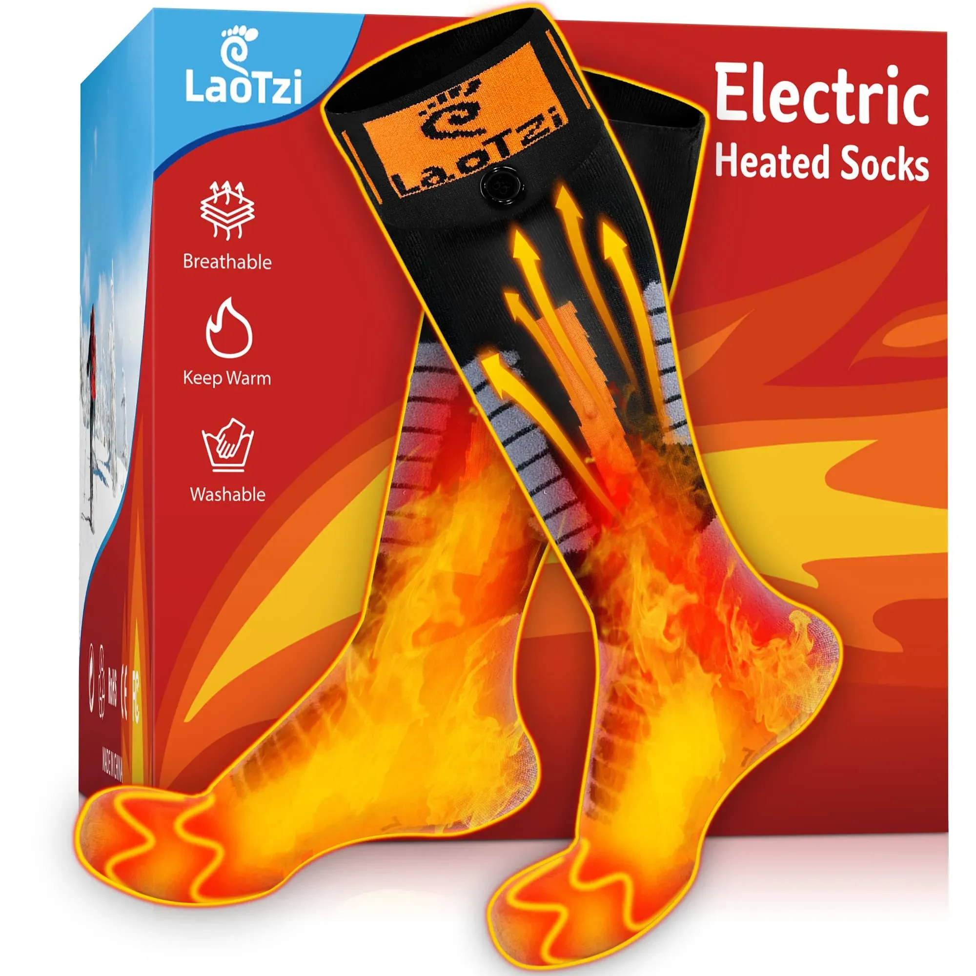 5000Mah Rechargeable Heated Socks for Men and Women, Warm and Thermal Battery Po