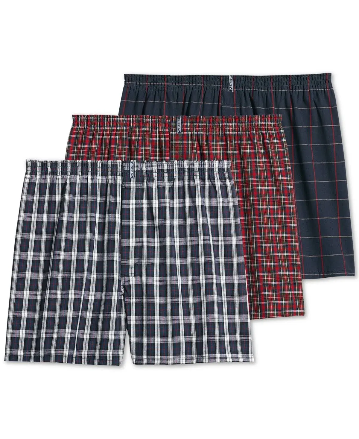 Jockey Men's Underwear Classic Full Cut Boxer - 3 Pack (Soft Plaid/Varigated Plaid/Huge Check, LG (Waist 36-38"))