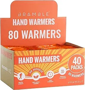 Bramble Hand Warmers Disposable - 80 Pack (40 Twin Packs) - Pocket Warmers for Hiking, Outdoor Activities, Golf - 8+ Hours of Heat