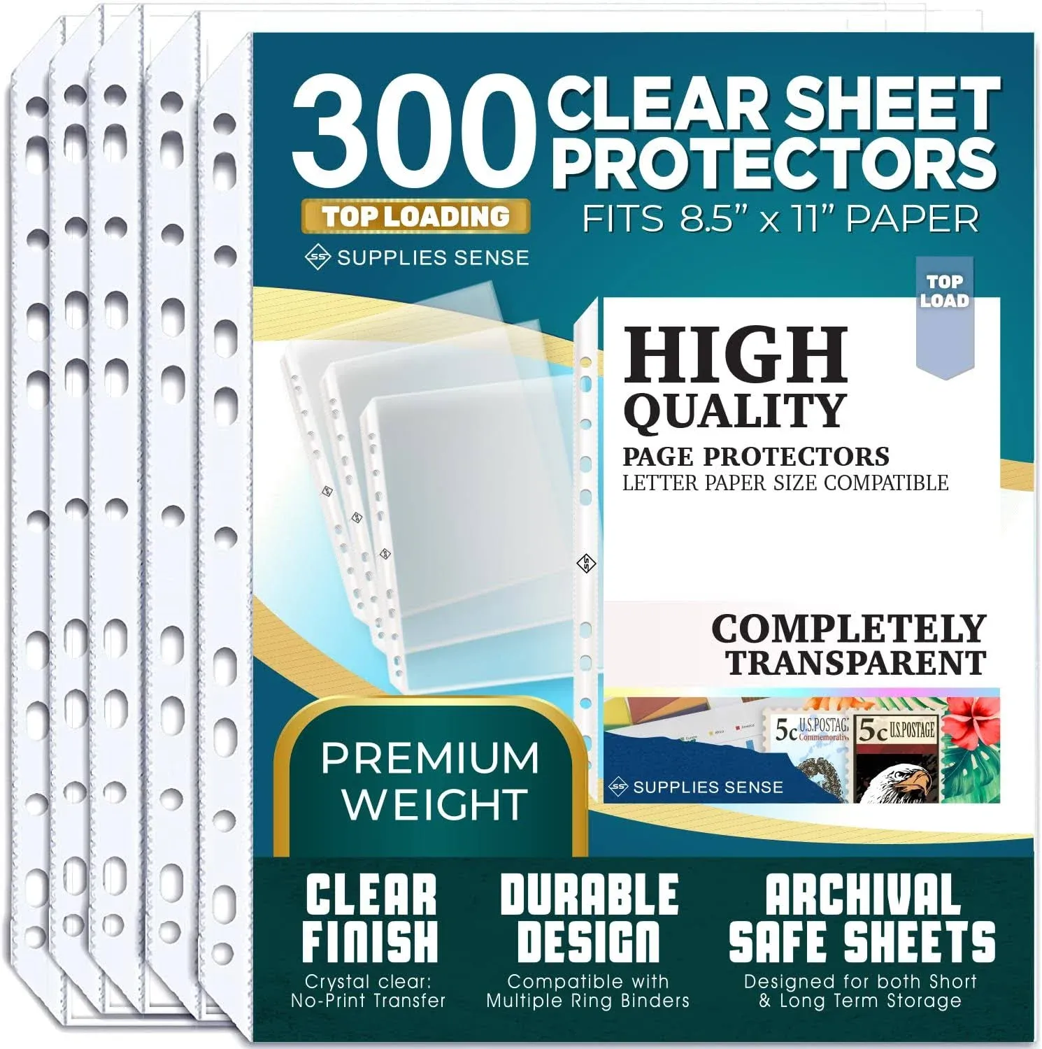 Sheet Protectors 8.5 x 11 inch Clear Page Protectors for 3 Ring Binder, Plastic