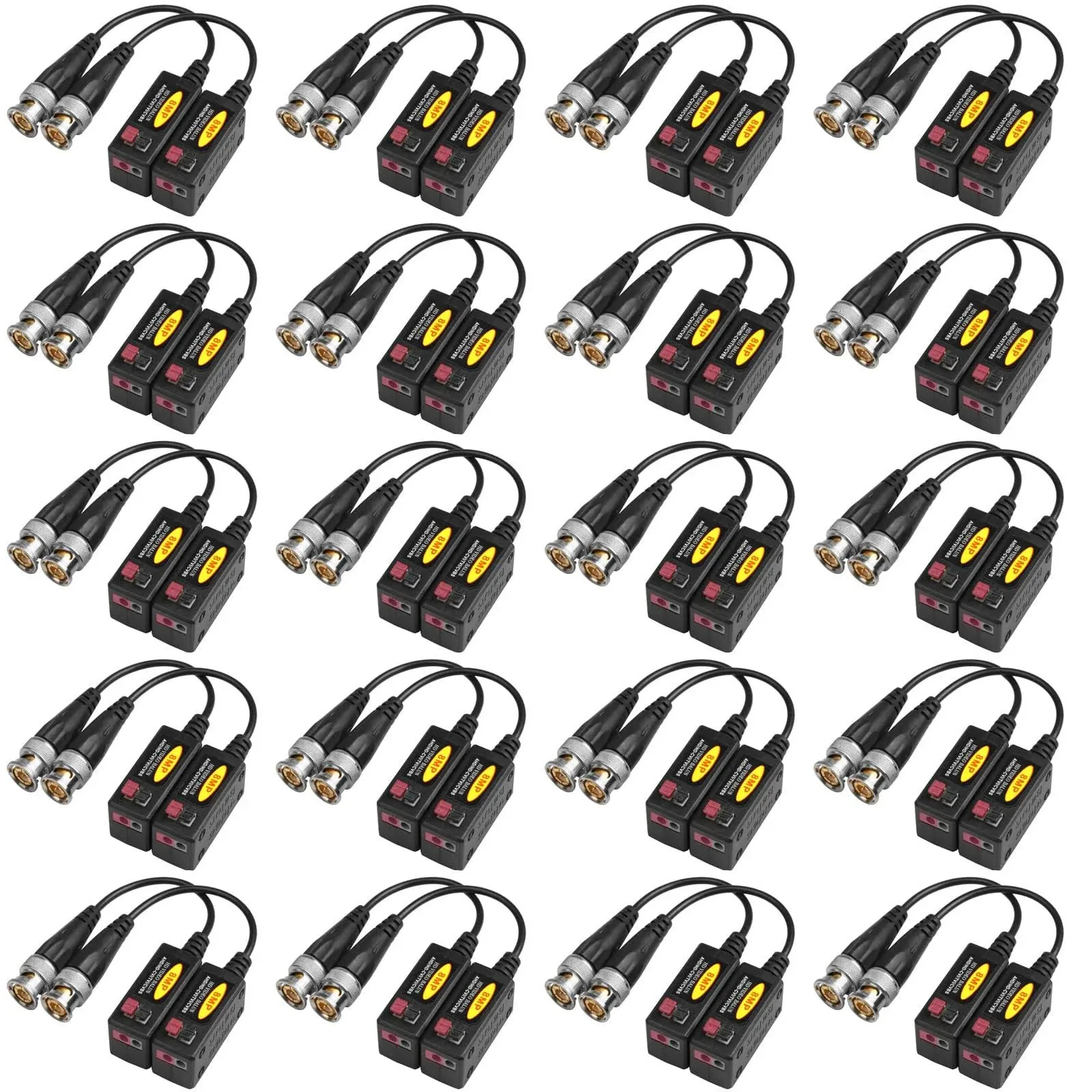 eoere 20 Pairs Passive HD BNC Video Balun Transceiver Transmitter AHD/TVI/CVI/CVBS Cable Connectors for 720P/960P/1080P/3MP/5MP/8MP CCTV Security Cameras