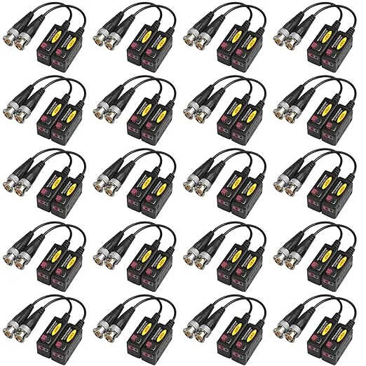 20 Pairs Passive HD BNC Video Balun Transceiver Transmitter AHD/TVI/CVI/CV<wbr/>BS Cab