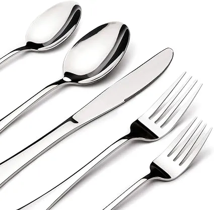 Stainless Steel Flatware - Silverware Set for 8-40 Piece Cutlery Set - 18/10 Flatware Set - Silverwear Set - Dinnerware Stainless Steel Flatware Set - Spoons and Forks Set Stainless Steel