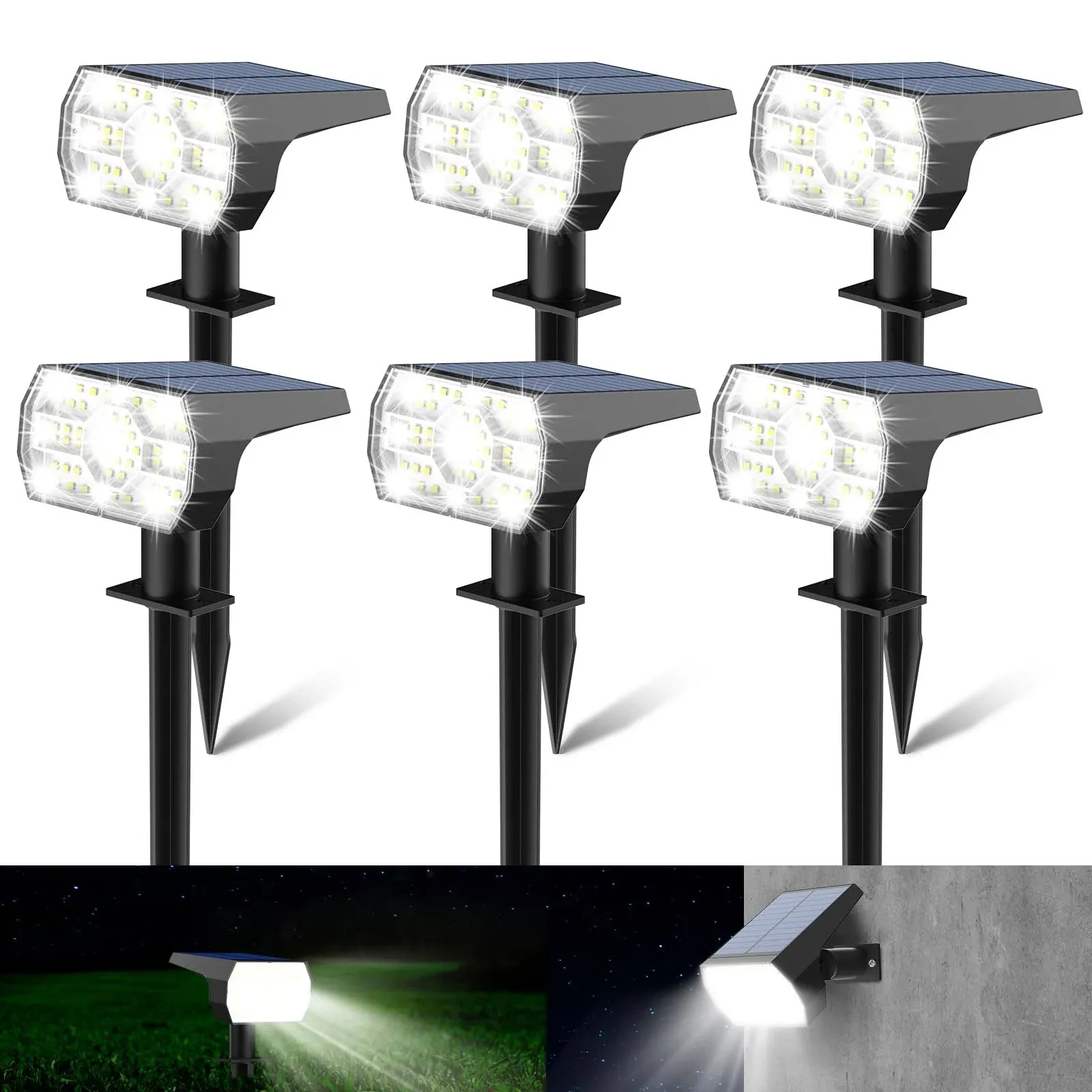 Kaxiida Solar Spot Lights Outdoor Waterproof, Solar Landscape Lights for Outside