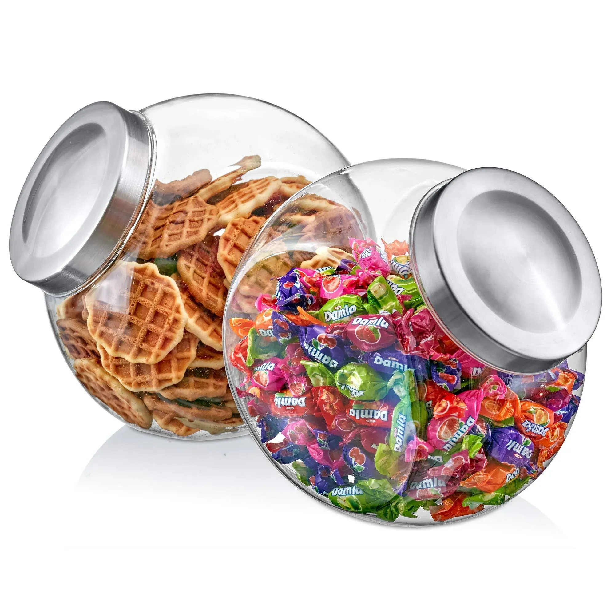 By Sweet Caroline 2pack 75ounce Plastic Candy Jar With Stainless Steel Lid Cooki