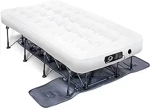 Ivation EZ-Bed (Queen) Air Mattress with Frame & Rolling Case, Self Inflatable, Blow Up Bed Auto Shut-Off, Comfortable Surface AirBed, Best for Guest, Travel, Vacation, Camping