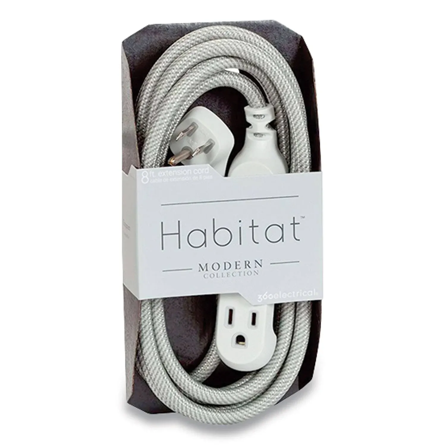 360 Electrical Habitat Braided 3-Outlet Extension Cord (8ft - Tungsten)