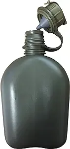 Canteen, 1-Quart, USGI Issue, NSN 8465-01-115-0026, OD Green, with M1 NBC Cap