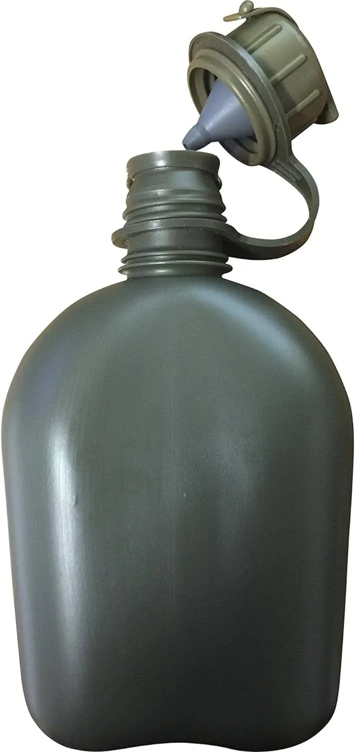 US Army Canteen 1-Quart USGI Issue NSN 8465-01-115-0026 OD Green with M1 NBC Cap ...