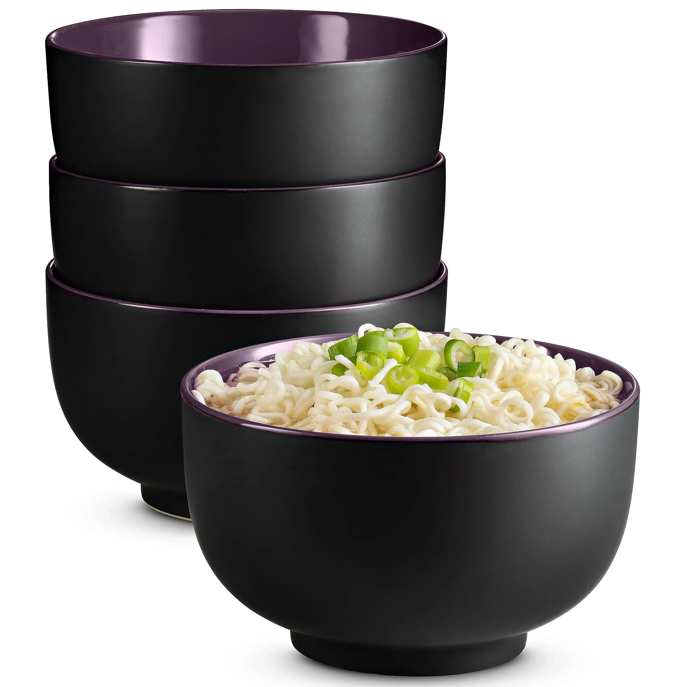 Japanese Noodle Bowls - Set of 4, Black