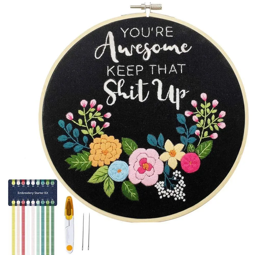 Cooliya You're Awesome Keep That Up Embroidery Kit