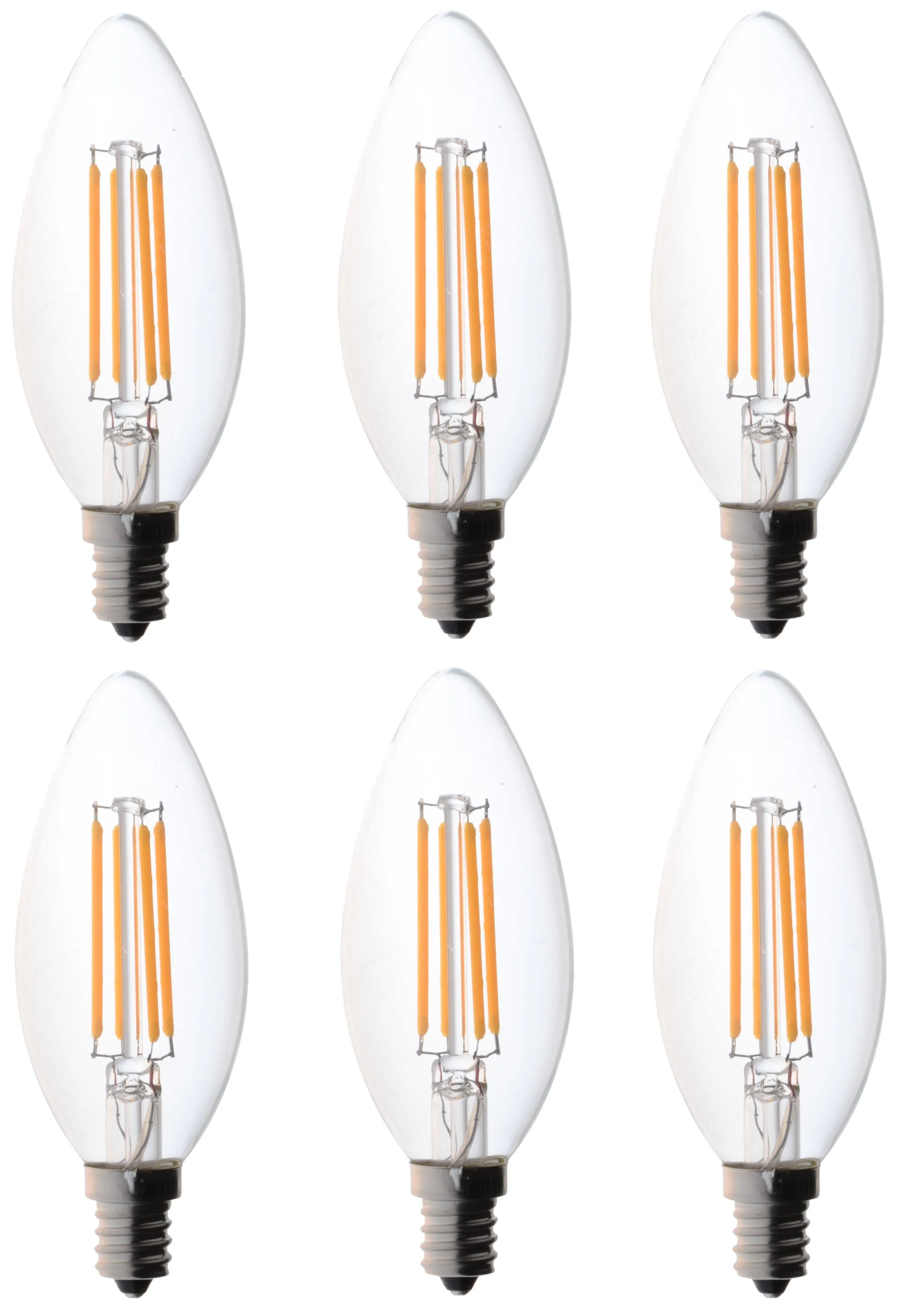 Bioluz LED 40W Filament Candelabra Bulb, E12 Base High Efficiency LED Candle Bulb ...