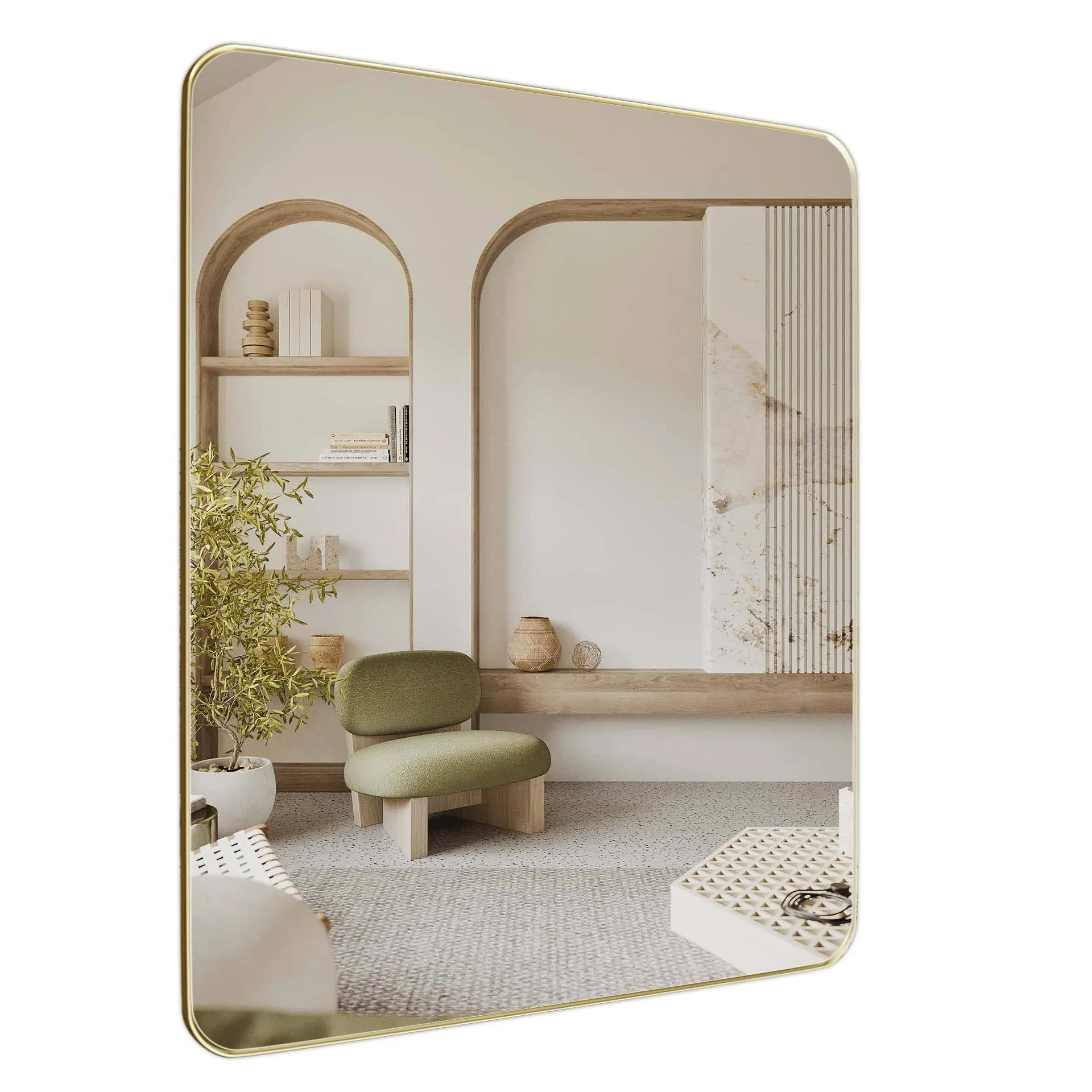 Gold Bathroom Vanity Mirror for Wall, Rectangle Framed Bath Farmhouse Mirror, 30x36 Inch, Gold