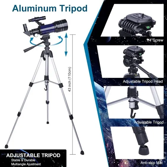 BEBANG Telescopes for Kids Adults Beginners, 70MM Telescope for Astronomy, Refractor Telescopes with Tripod, Wire Shutter