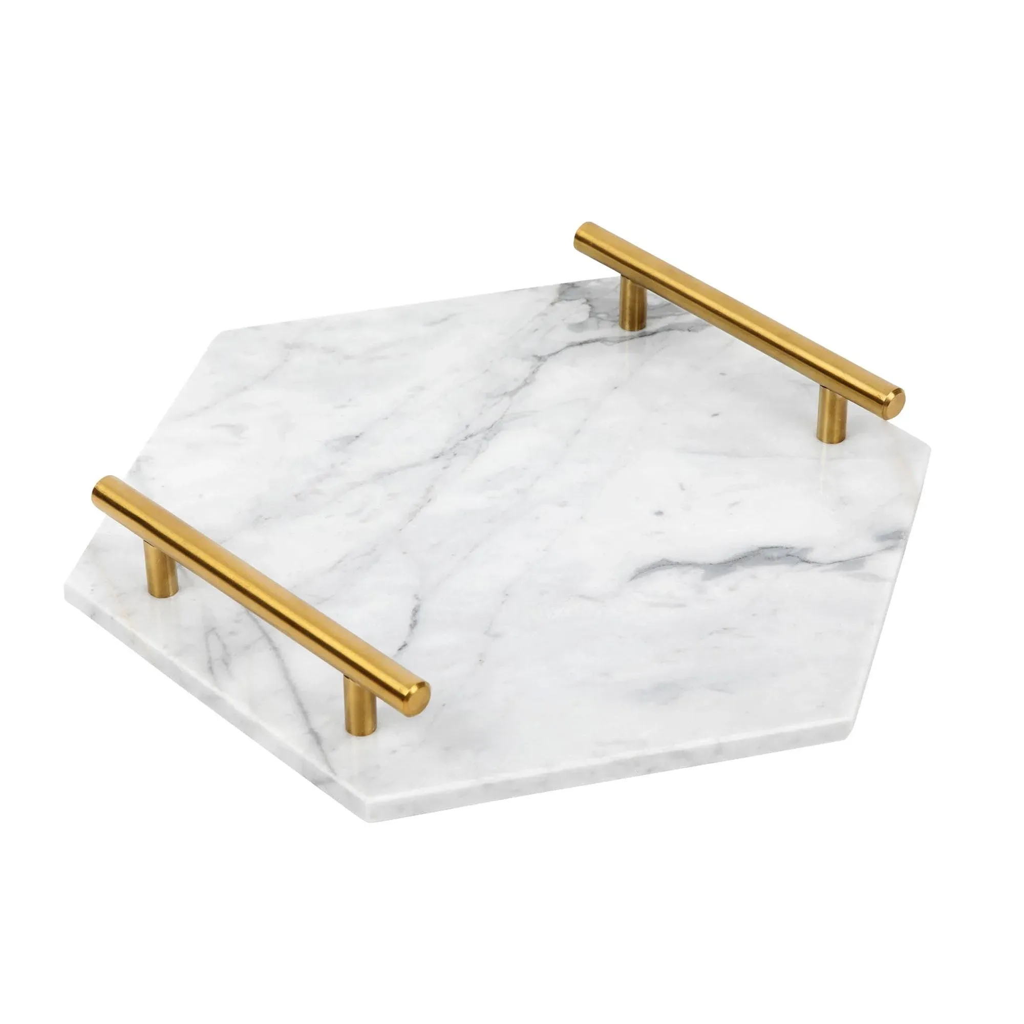 White Marble Tray with Gold Handles - Real Marble Perfume Tray for Vanity - Chic