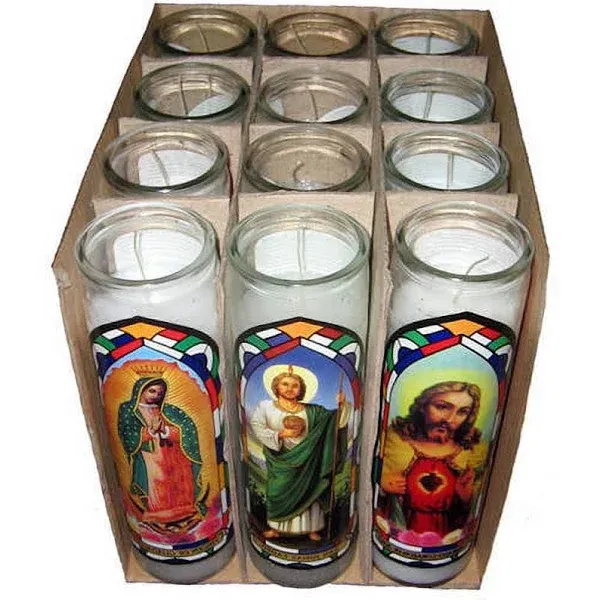 Sanctuary Series Assorted Saints Religious Candle, White, 12pk