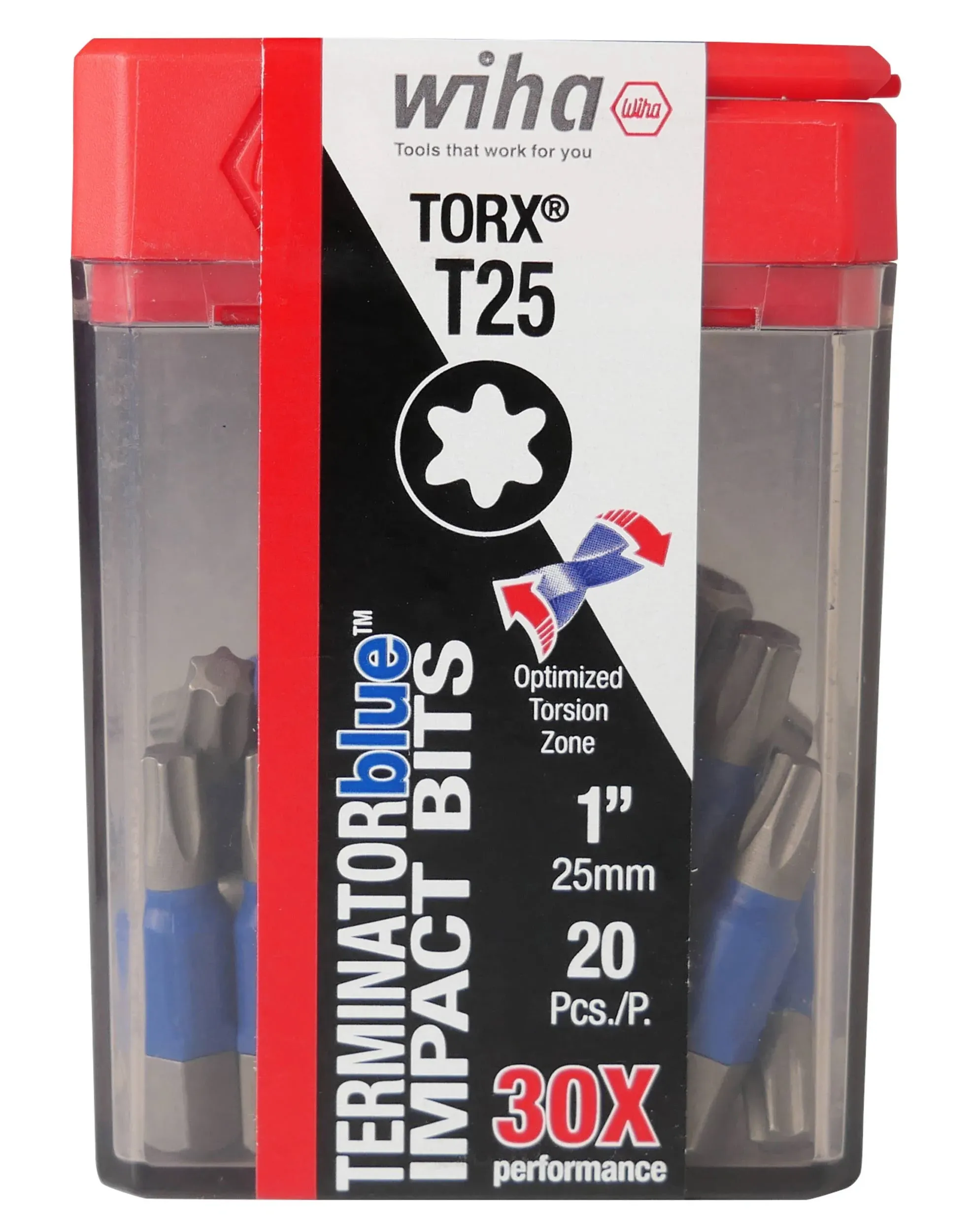 TerminatorBlue Impact Bit Box - Torx T25 x 1 Inch, 20PK