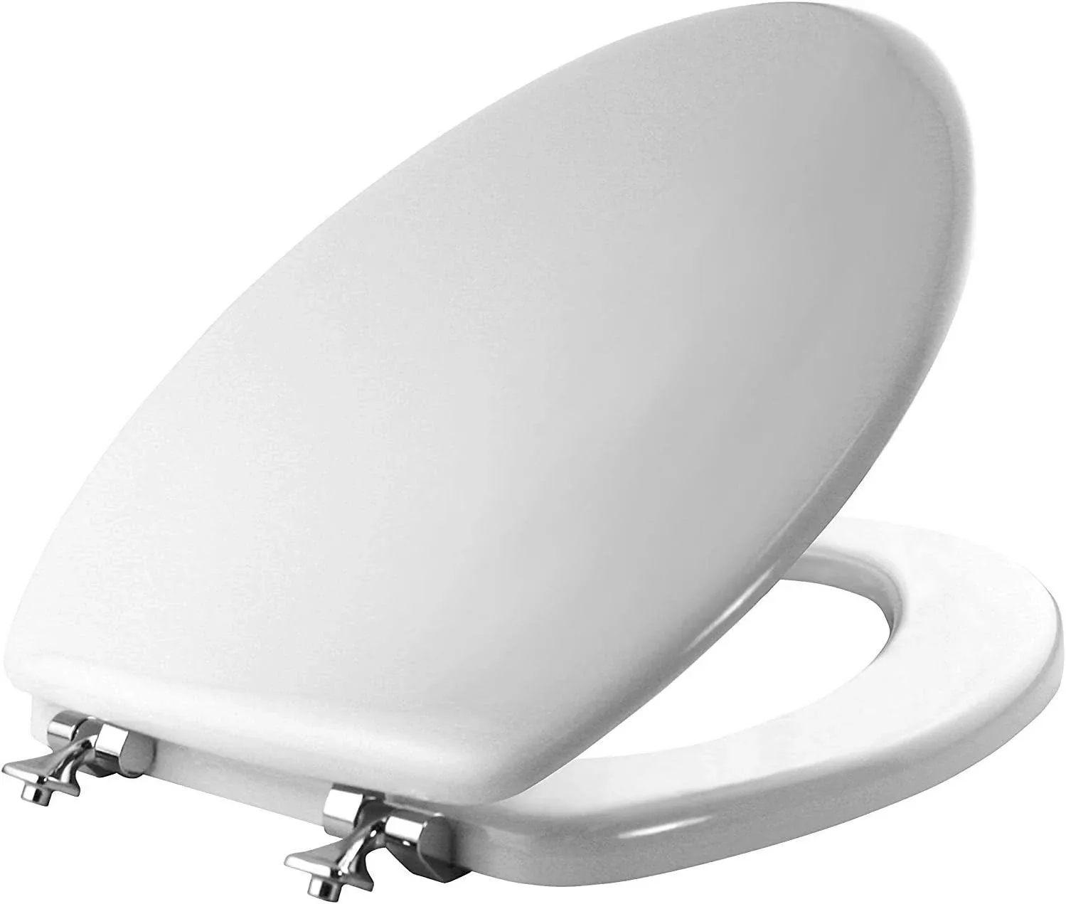 Elongated Benton Toilet Seat Slow Close Chrome Hinges Durable Enameled Wood