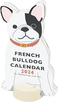 Greeting Life 2024 Calendar Animal Die Cut French Bulldog Desktop C-1551-ET