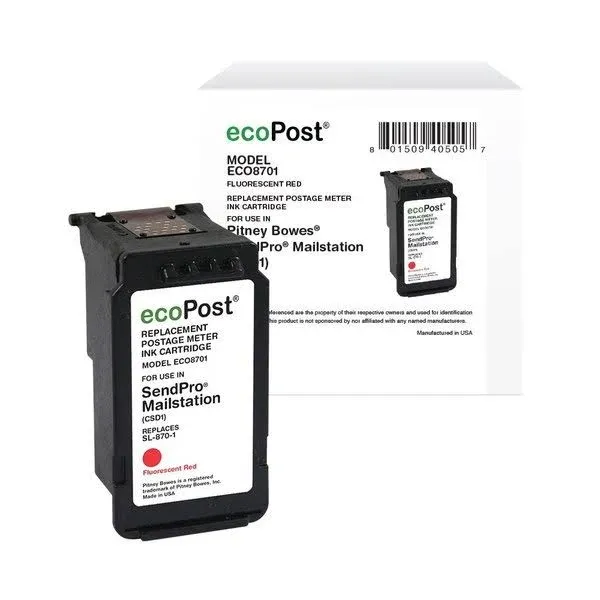 ecoPost Brand Remanufactured Postage Meter Cartridge Replacement for Pitney Bowes SL-870-1 | Red