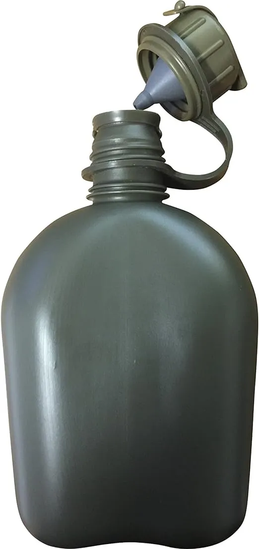 Canteen, 1-Quart, USGI Issue, NSN 8465-01-115-0026, OD Green, with M1 NBC Cap