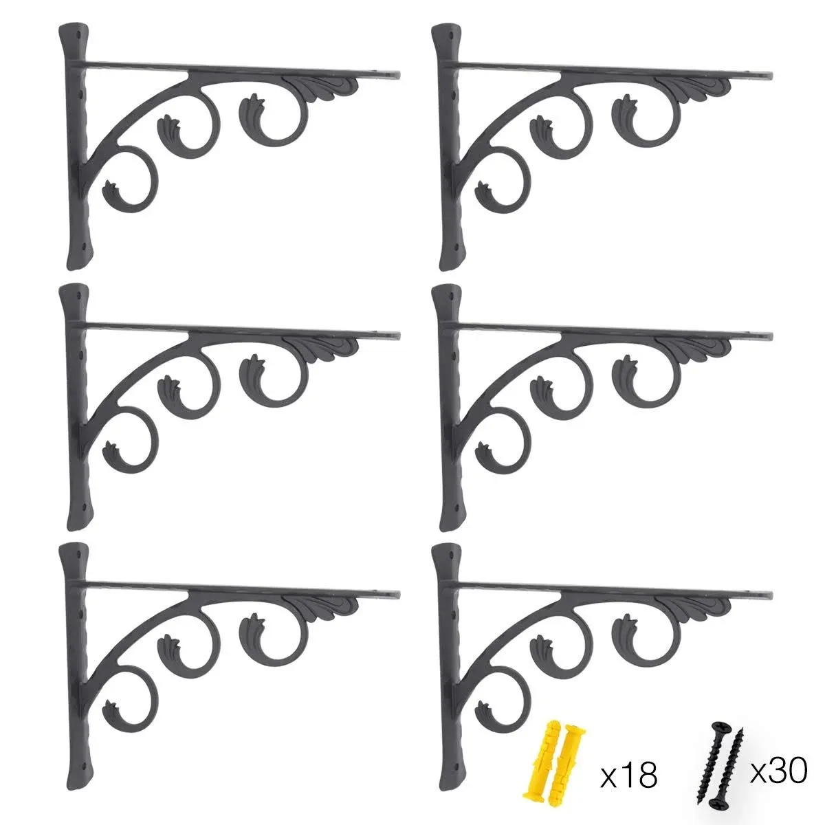 6 Pack Decorative Shelf Brackets Wall Mounted Shelving Brackets L Corner Shel...