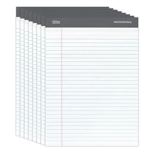 Office Depot Professional Legal Pad, 8.5" x 14", Canary, Legal Ruled - 4 pads, 50 sheets each