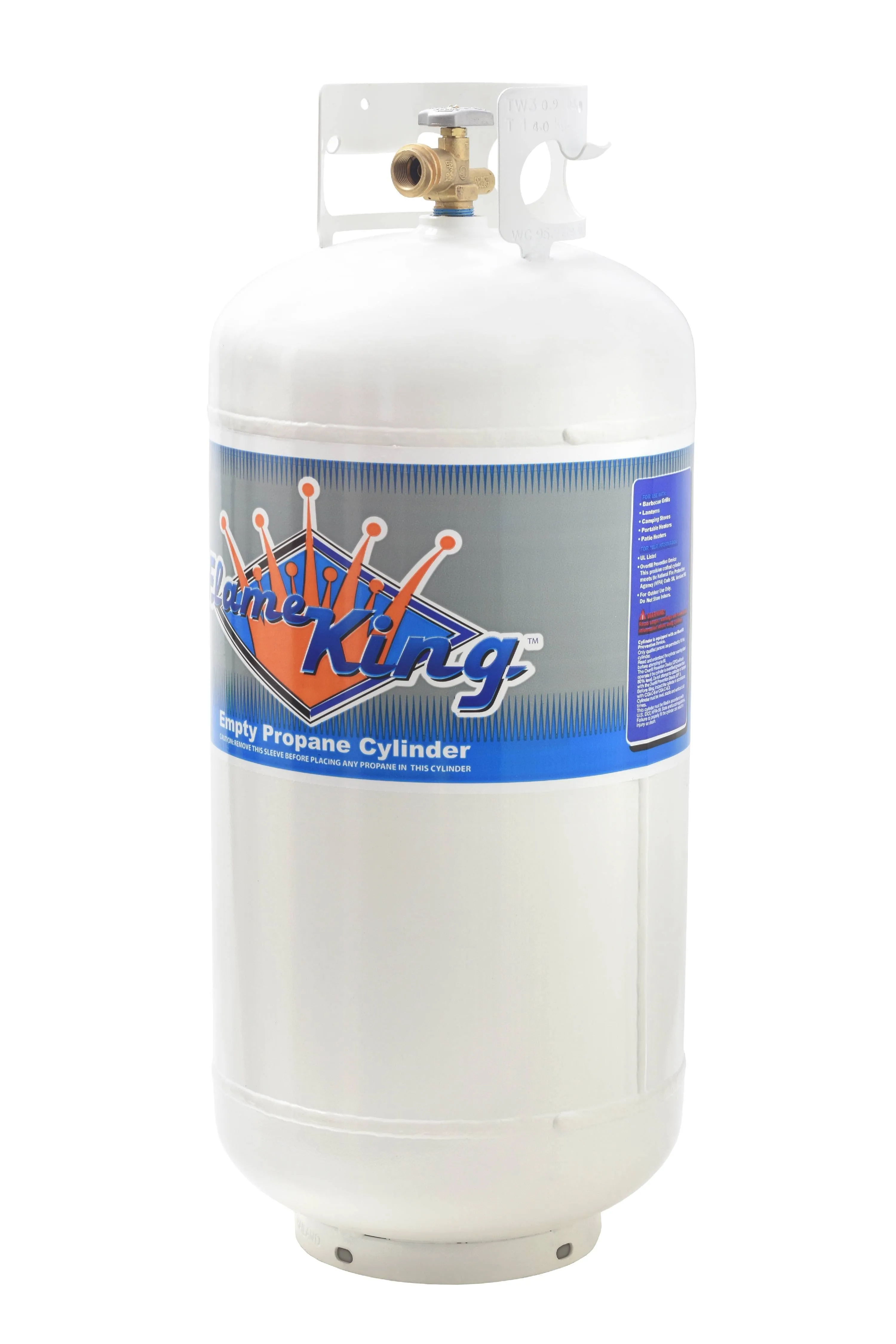 Flame King YSN401 Steel Propane Tank Cylinder With Overflow Protection Device Valve, 40 Lb, White