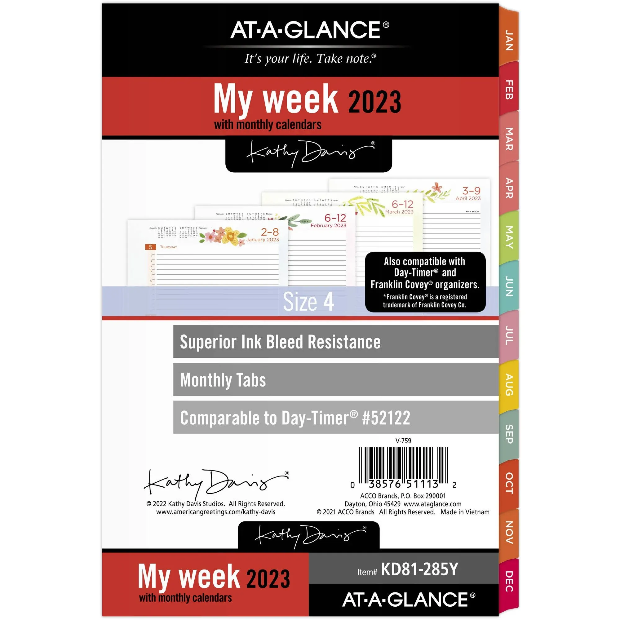 AT-A-GLANCE 2023 Weekly &amp; Monthly Planner Refill 52122 Day-Timer 5-1/2&#034; X 8-1/2&#034;