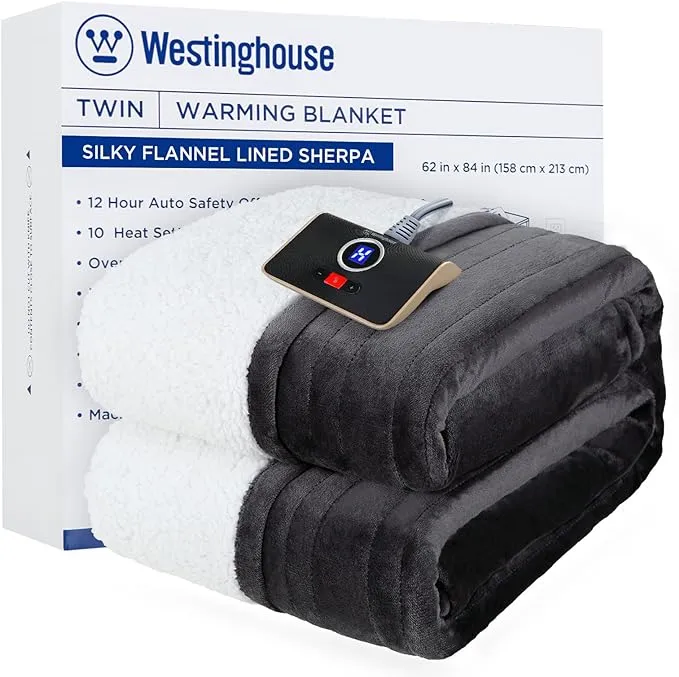 Westinghouse Heated Blanket Queen Size, Soft Flannel to Sherpa Electric (A3)