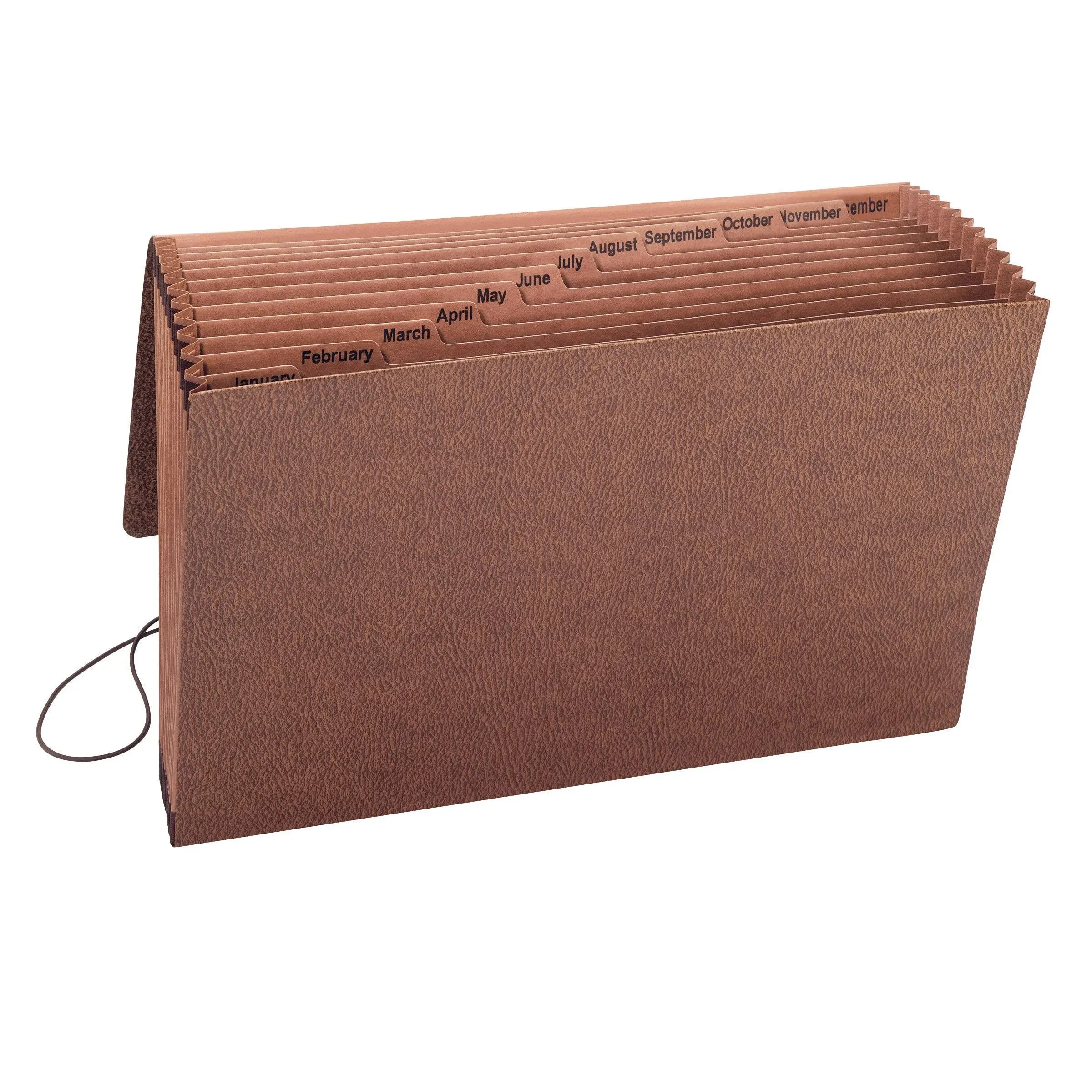 Smead 70390 Jan-Dec Expanding File 12 Pocket Legal Leather-Like Redrop