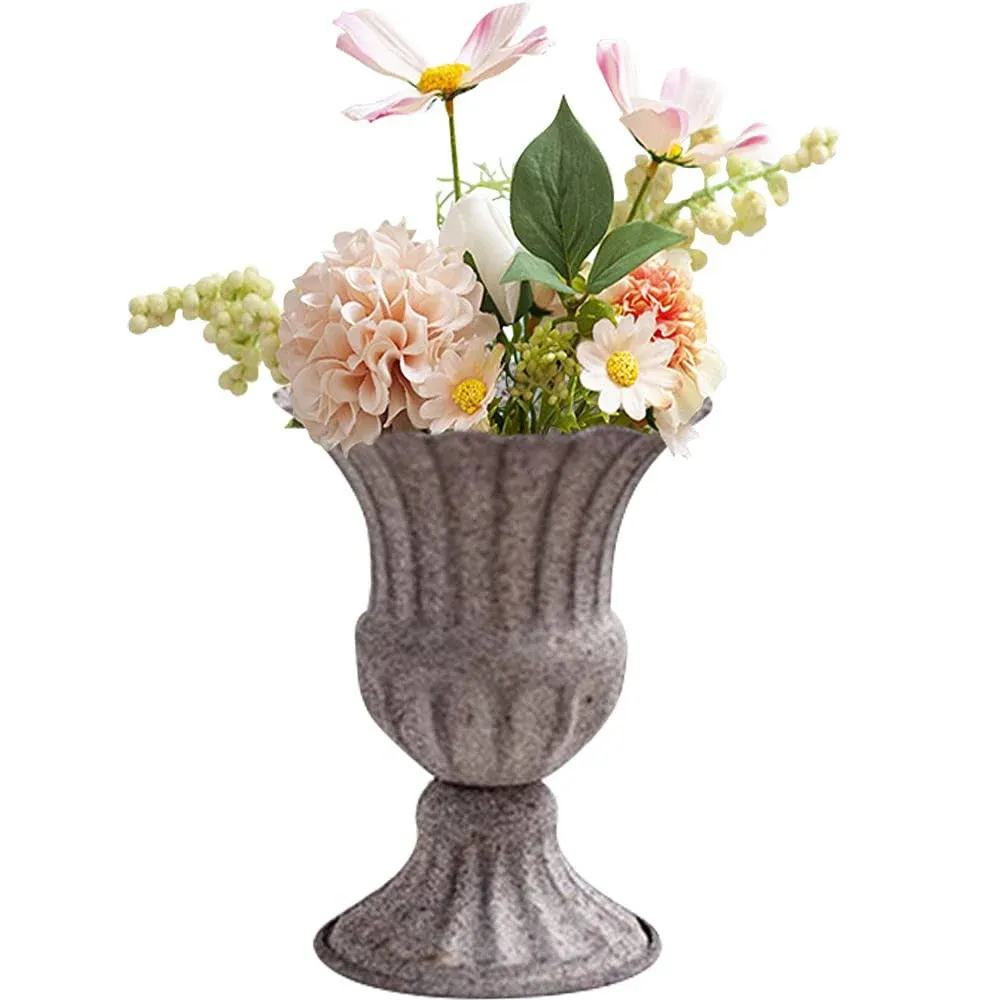 Kelendle Classic Urn Planter Pedestal Vase Planter Rustic Metal Flower Vase Bowl ...