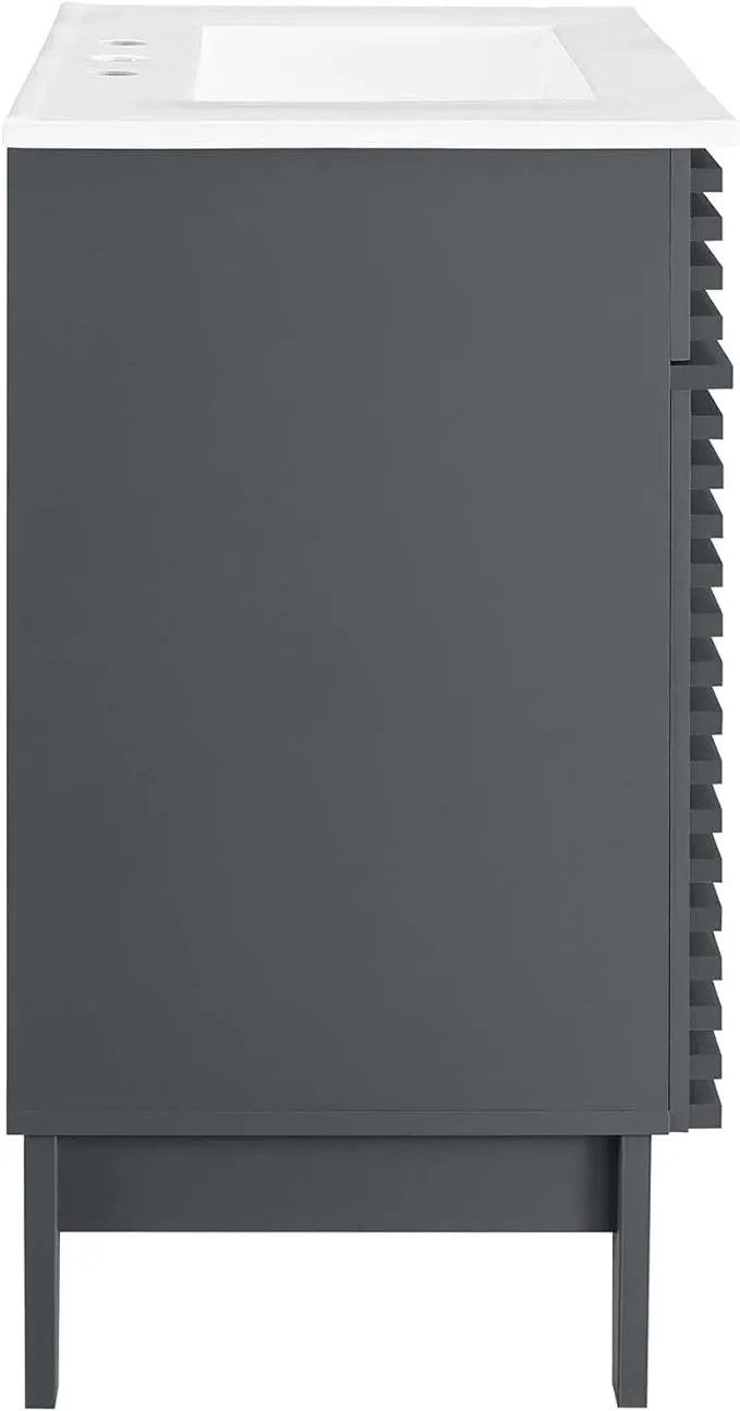 Modway Render 30 inch Bathroom Vanity Cabinet in Gray White