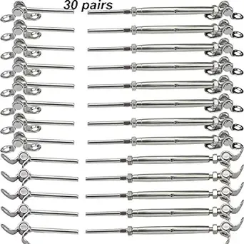 Cable Railing Hardware, 30 Pairs Steel Cable Railing Kit,for 1/8 Cable Railing System, Adjustable Angle,T316 Marine Grade