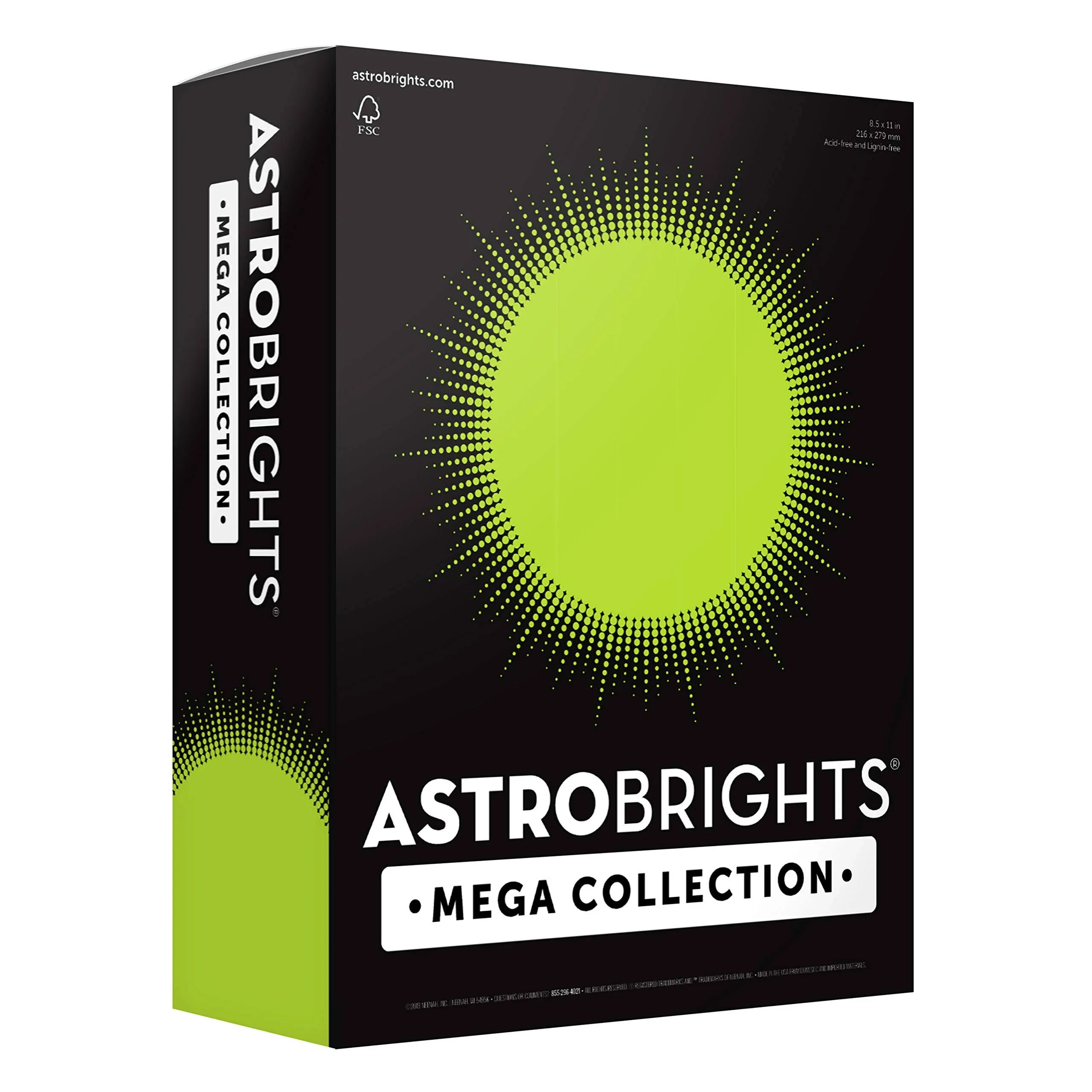 Astrobrights Mega Collection, Colored Paper, Neon Green, 625 Sheets, 24 lb/89 gsm, 8.5" x 11" - MORE SHEETS! (91672)