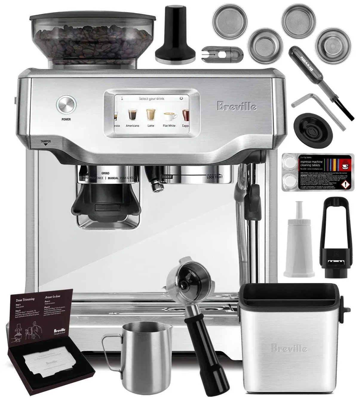 Breville Bes880bss Barista Touch Espresso Machine Brushed Stainless Steel + ...