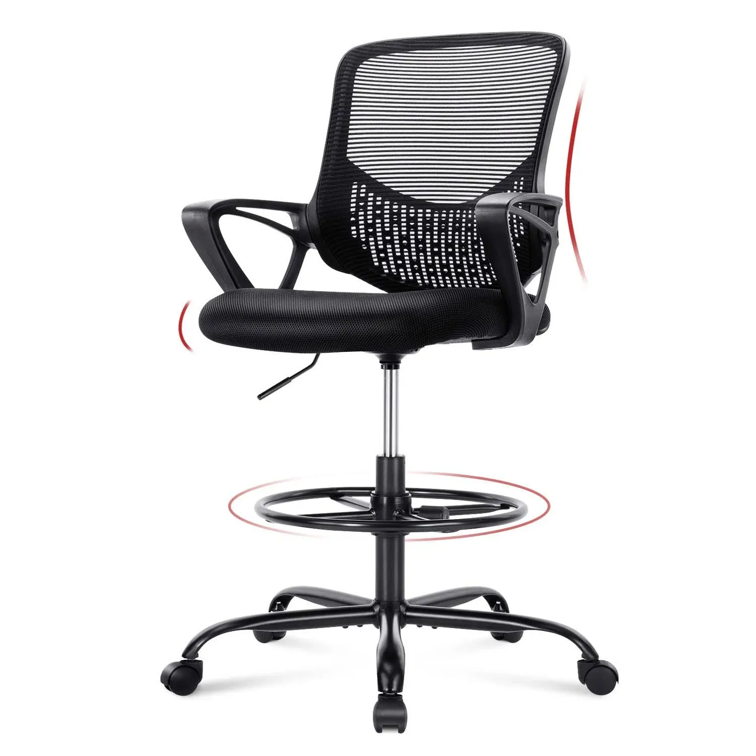 Drafting Chair Tall Office Chair Standing Desk Chair Counter Height Office Ch...