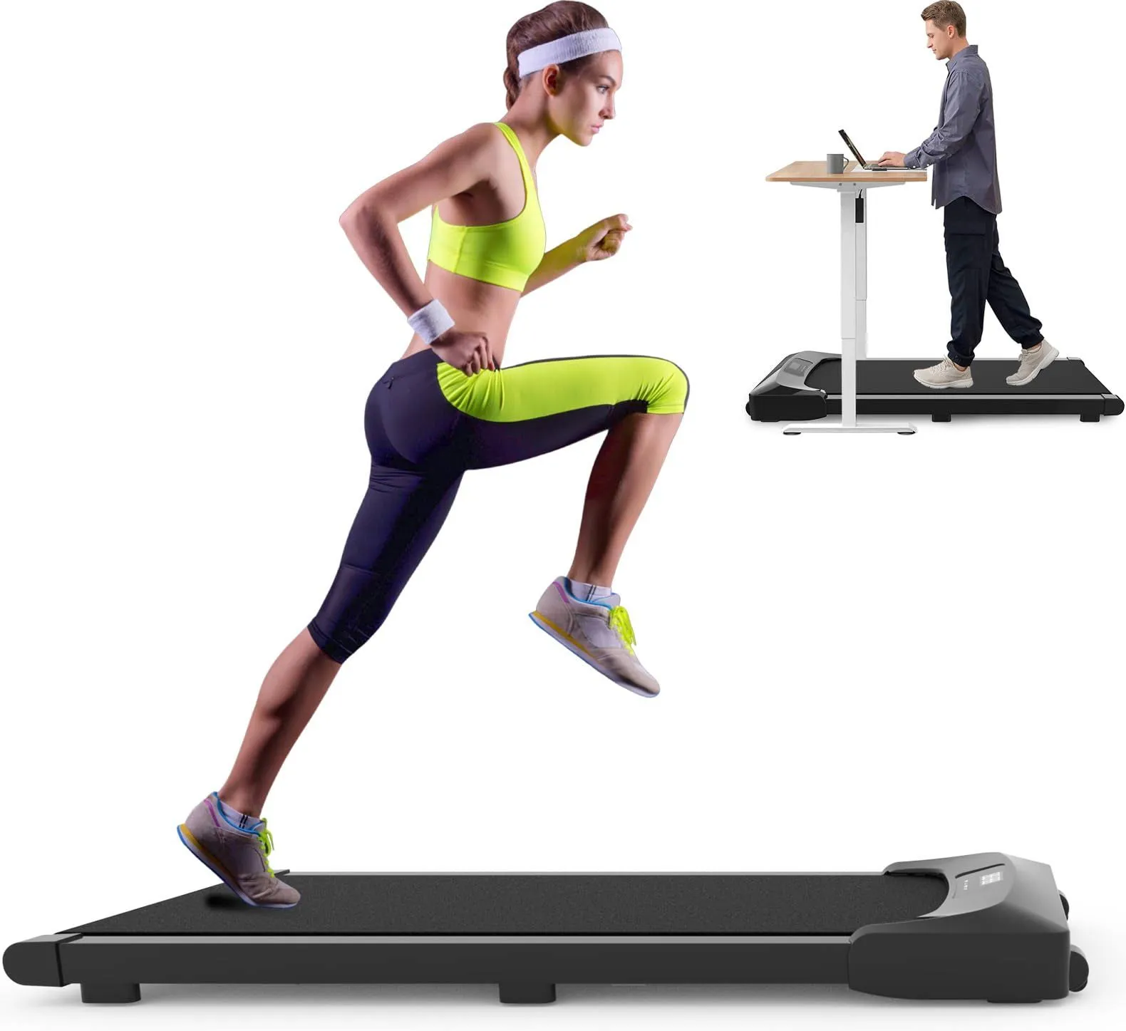 Walking Pad Foldable Treadmill, Walking Pad with Handle Bar, 2 in 1 Folding Treadmills Under Desk Treadmill, 2.5HP Portable Treadmill for Home Small and Office with Remote Control, LED Display