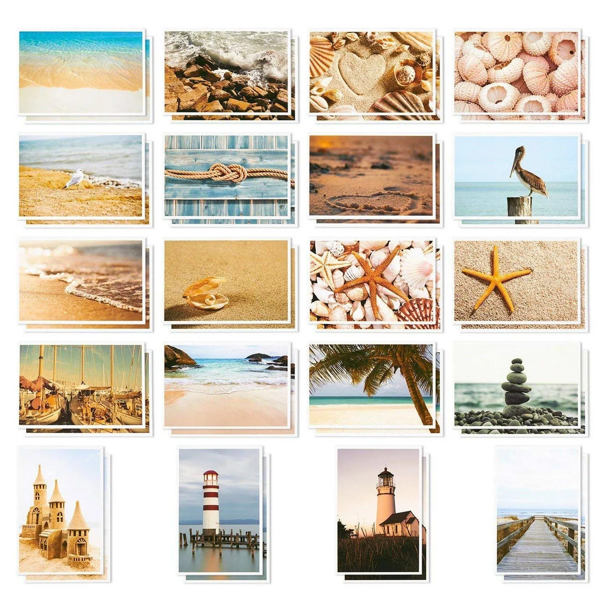 40 Pack Bulk Nautical Beach Seaside Postcards from Around The World for Mailing, 20 Assorted Designs (4 x 6 in)