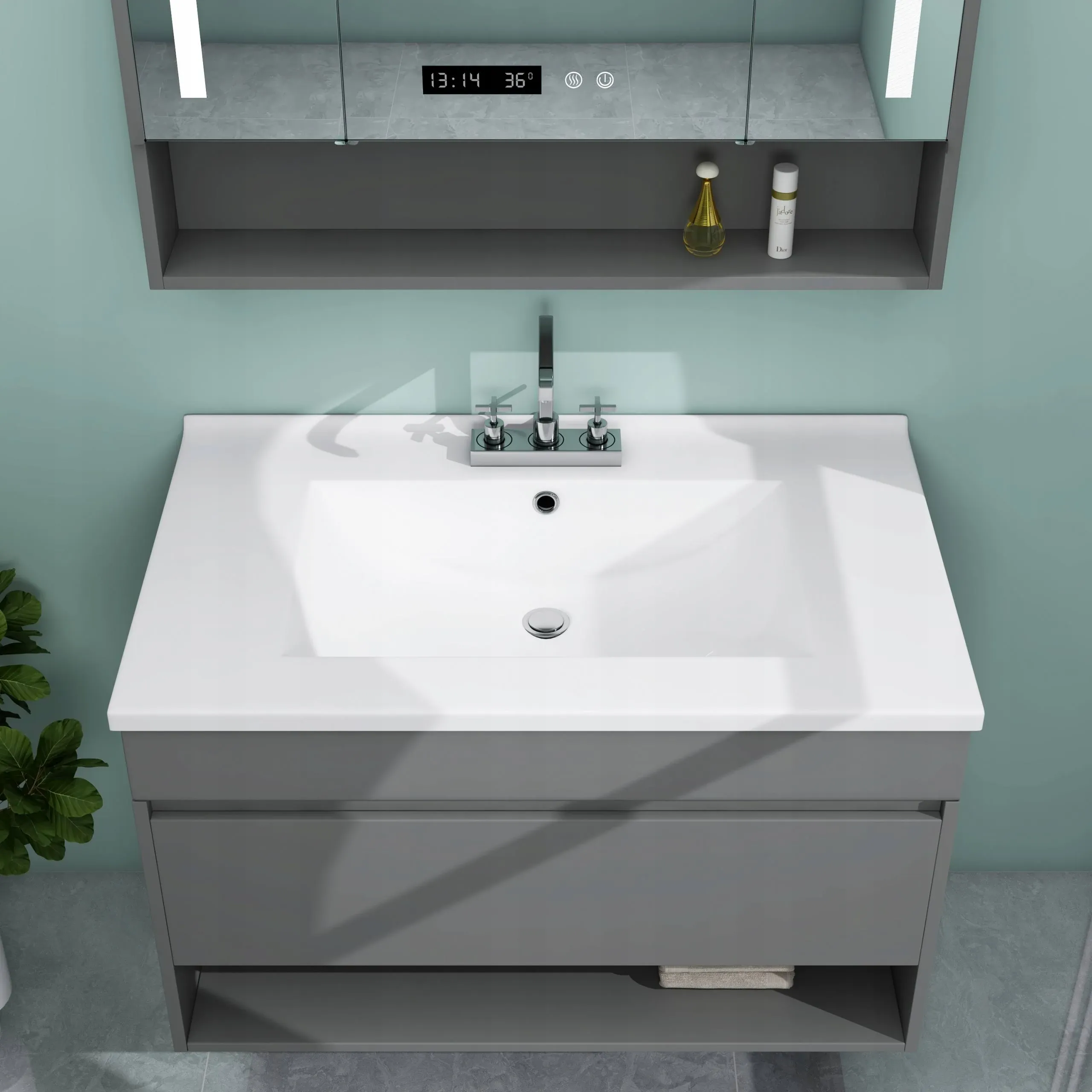 MEJE 30x18 inch Drop in Rectanglar 3 Holes Bathroom Sink, Vanity Top Only, for 4-Inch Centerset Faucet , White Glossy Finish, Size: 30.72*18.11*7.28