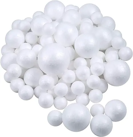 Pllieay 100 Pieces 5 Sizes White Foam Balls Polystyrene Craft Balls Art Decoration Foam Balls for DIY Art Craft School Projects and Easter Party