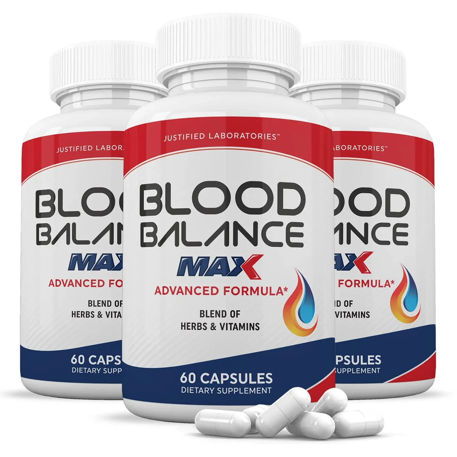 Justified Laboratories (3 Pack) Blood Balance Max 1295mg Formula Supplement Pills ...