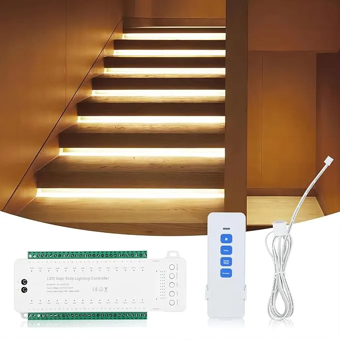 LED Stair Lighting Complete Set, 28 Steps Indoor LED Stair Light Sensor Set, ...