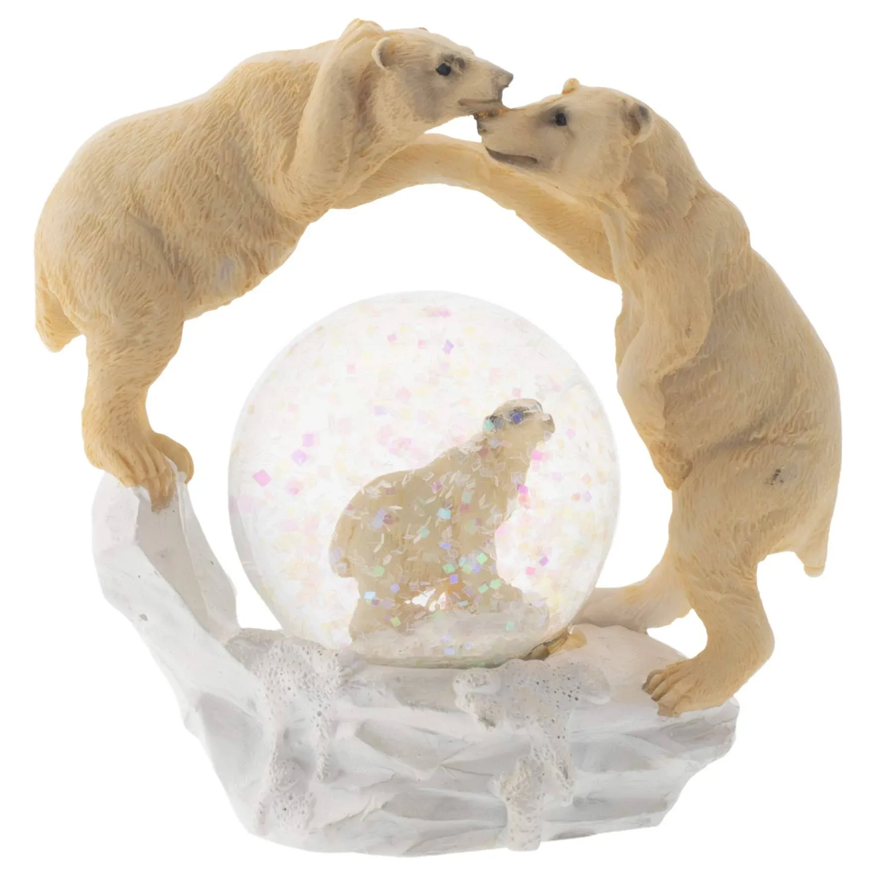 White Polar Bear Family Figurine 45MM Glitter Water Globe Decoration