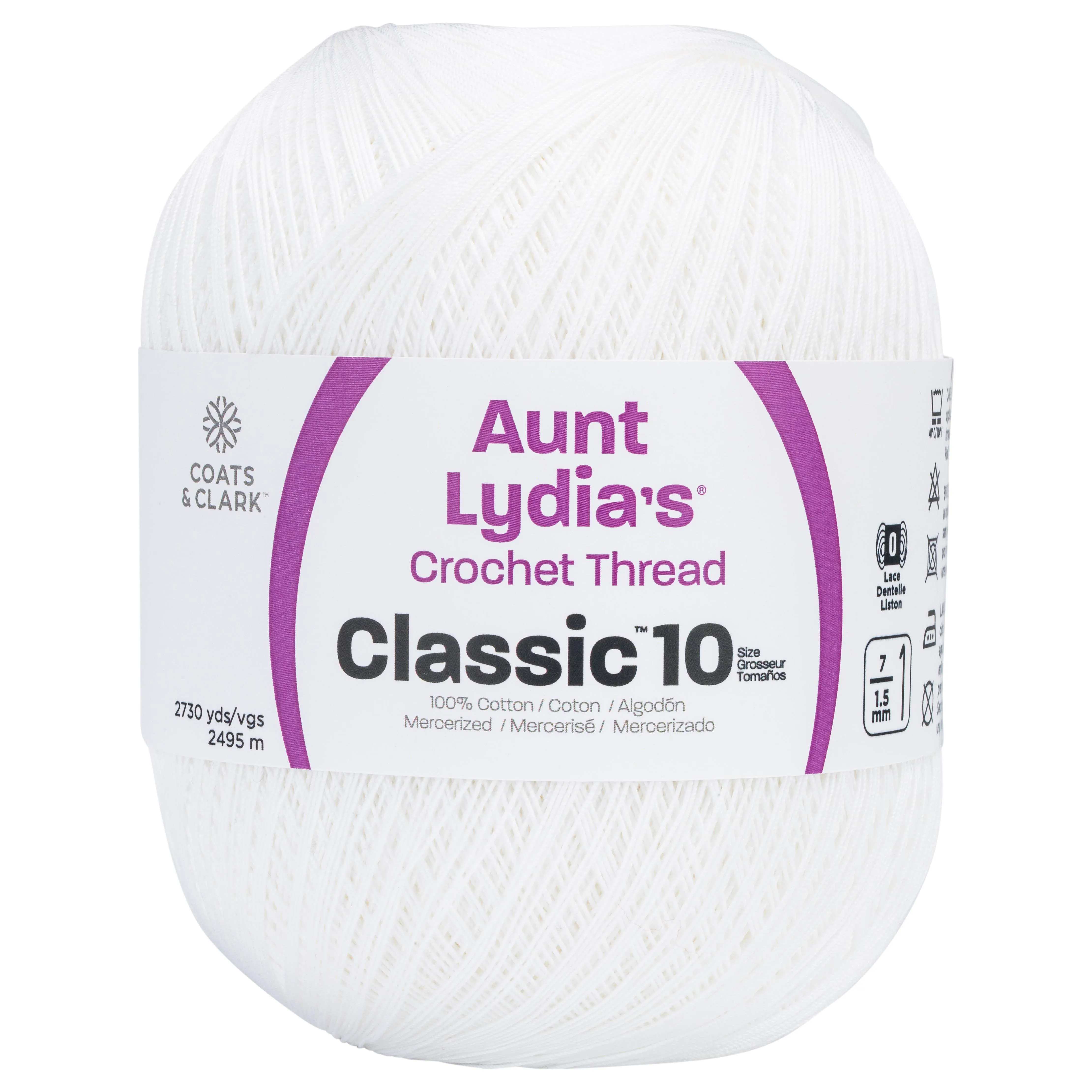 Aunt Lydia's Crochet Cotton Classic Jumbo Size 10, White