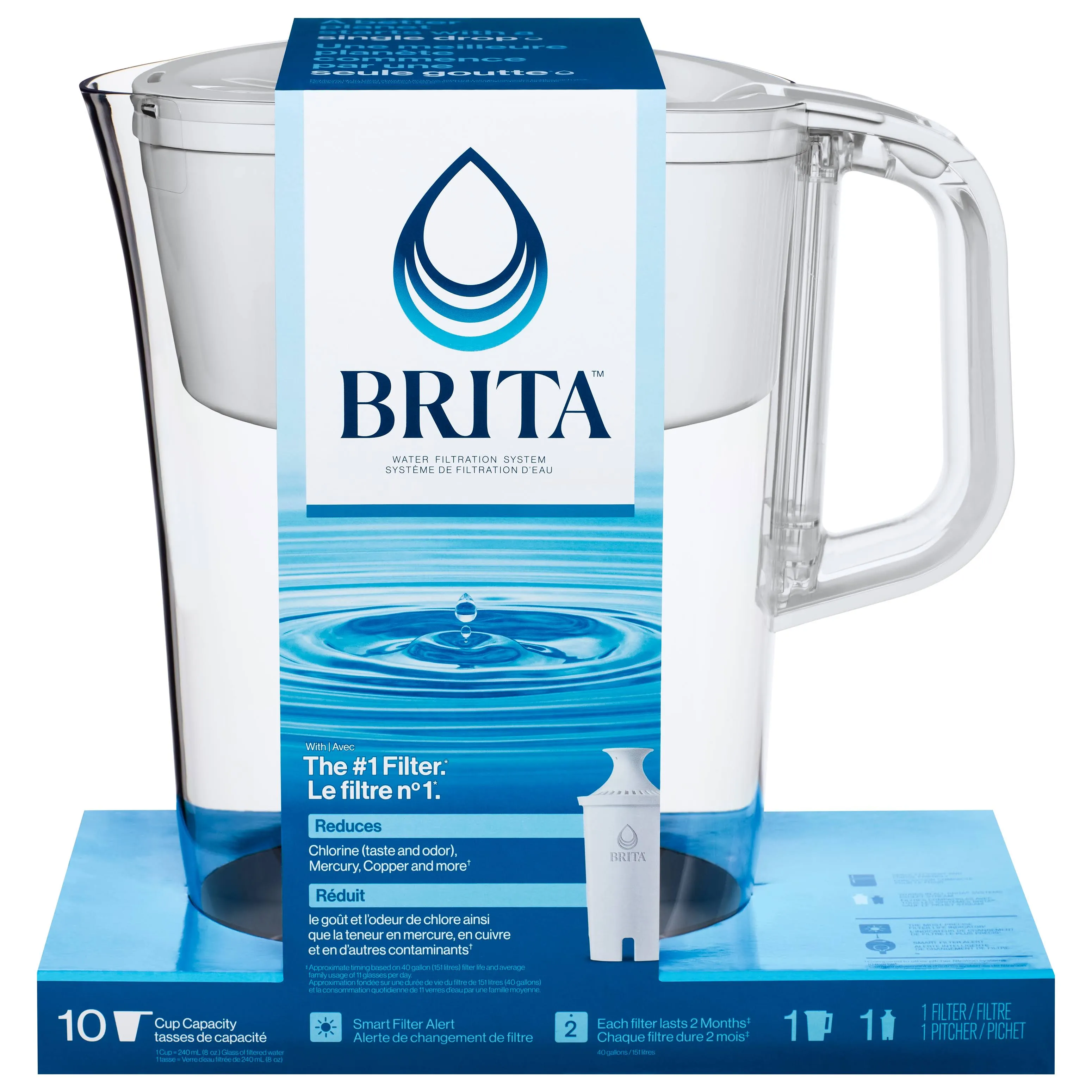 Brita Water Filter 10-Cup Tahoe Water Pitcher Dispenser with Standard Water Filter