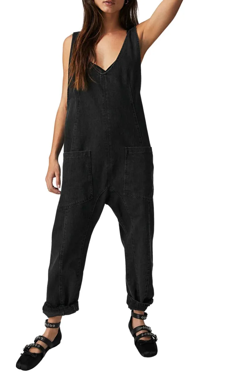 Free People High Roller Jumpsuit Mineral Black